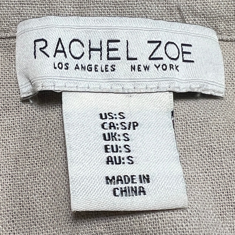 Rachel Zoe Jacket Women S Beige Linen Blend Zip Utility Lightweight Minimalist - Picture 5 of 10